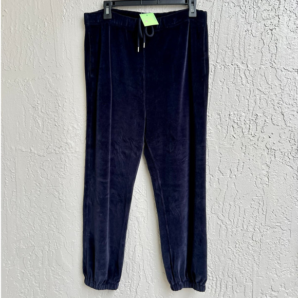 Nili Lotan High Rise Drawstring Velvet Pull On Jogger Pants Purple Womens Size L - Picture 1 of 6